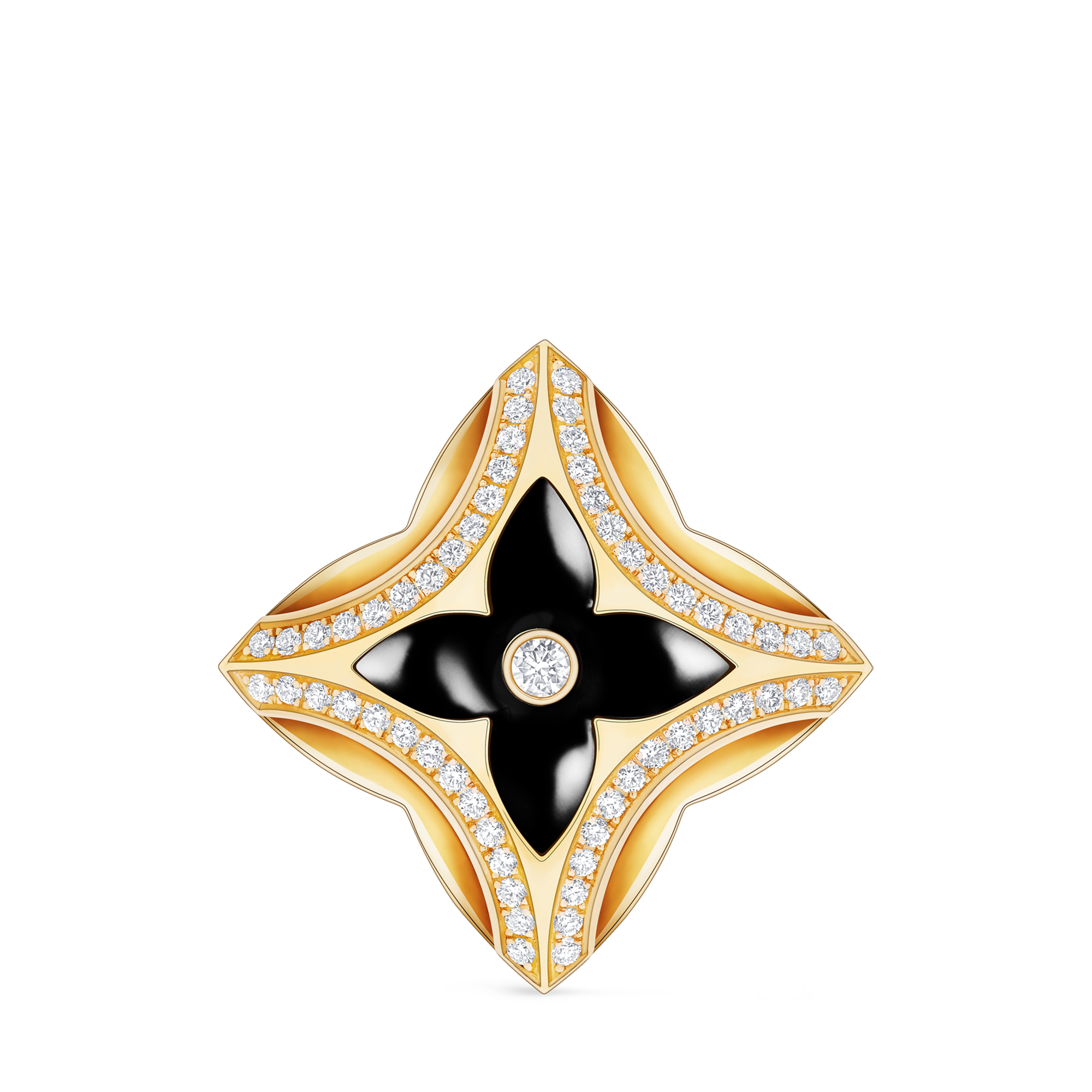 Ever Blossom Brooch, Yellow Gold, Onyx & Diamonds  in Jewellery's Categories All Fine Jewellery collections by Louis Vuitton (Product zoom)